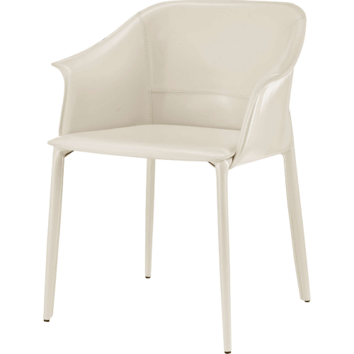 Callie Dining Arm Chair in Vanilla Beige Recycled Leather